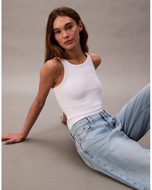 Calvin Klein White Low Rise Distressed Baggy Jeans