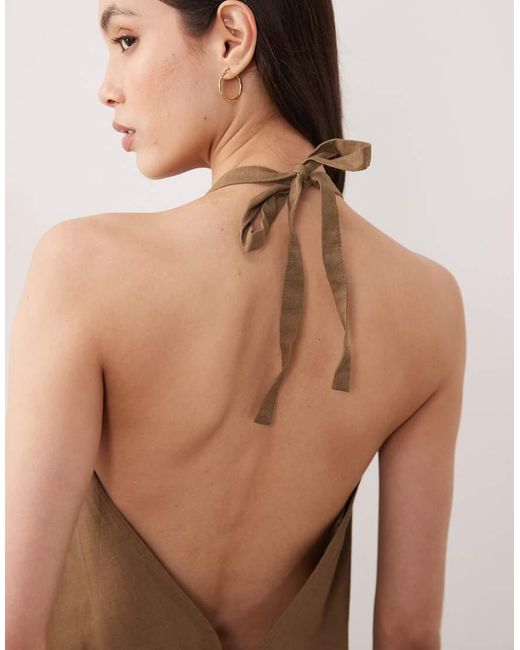 esmé studios Brown Esmee Halter Beach Crop Top