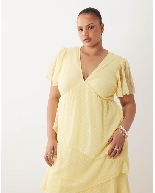 Vila Curve Metallic Tiered Dobby Ankle Dress