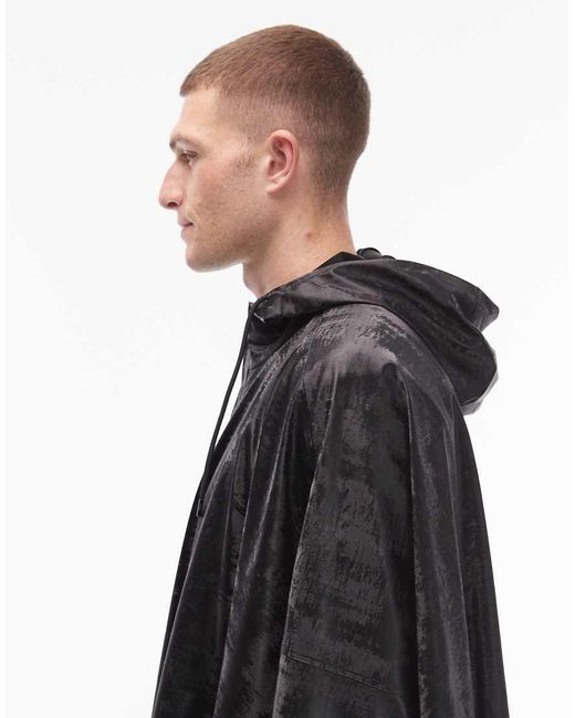 Rains Black Waterproof Longline Cape Style Jacket for men