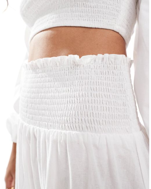 Jupe d'ensemble longue à taille froncée ASOS en coloris White