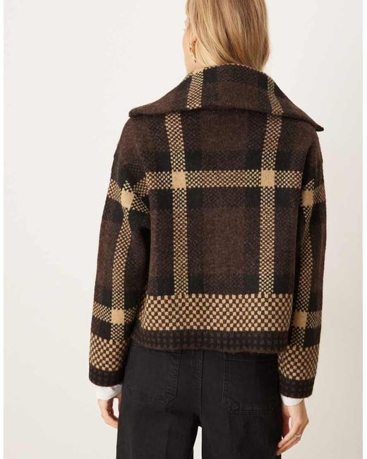 Jdy Brown Open Collar Zip Cardigan