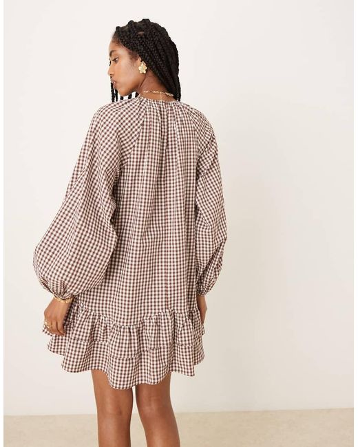 ASOS Natural Drop Waist Frill Detail With Lace Trim Mini Dress
