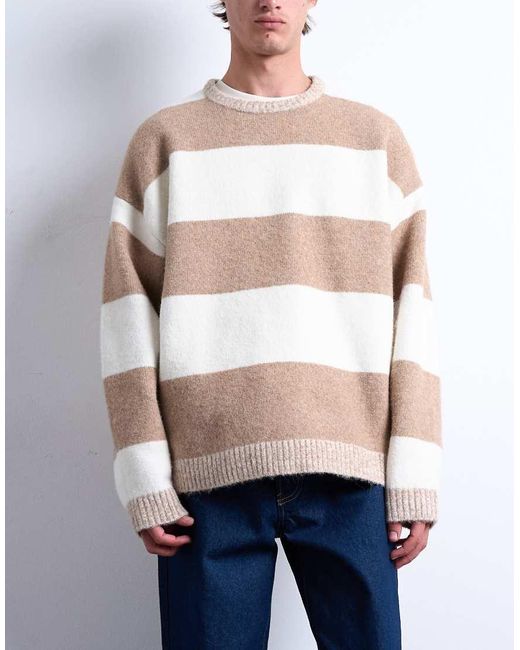 Topman Multicolor Regular Fit Stripe Crew Neck Jumper for men