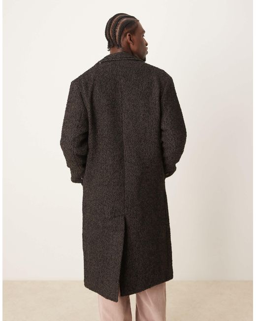 Abercrombie & Fitch Natural Double Breasted Wool Blend Herringbone Overcoat for men