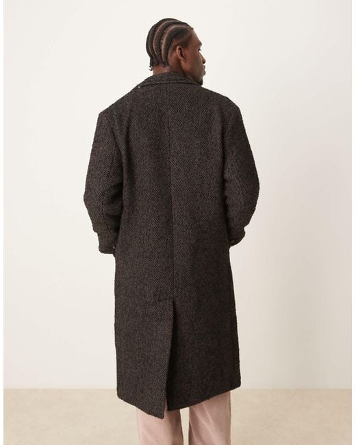 Manteau à chevrons en laine mélangée avec double boutonnage Abercrombie & Fitch pour homme en coloris Natural