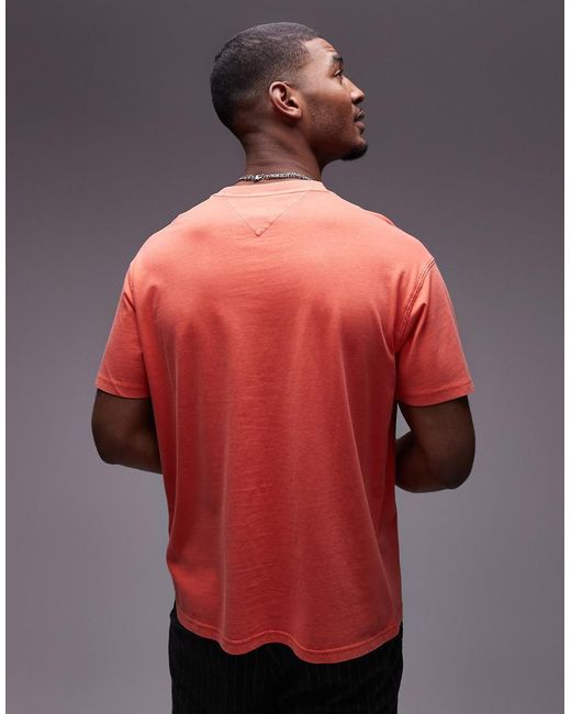 Camiseta Roja De Corte Estándar Con Parche Del Logo De -Rojo Tommy Hilfiger de hombre de color Red