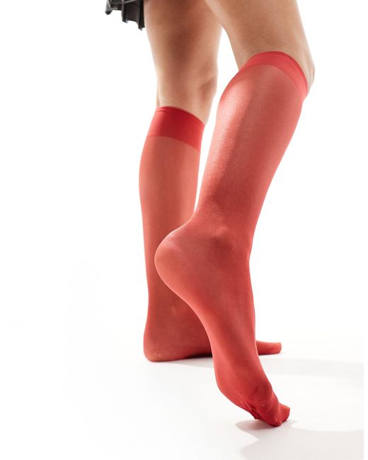 ASOS Red Sheer Knee High Socks