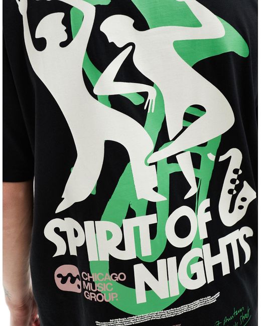 Only & Sons Black Super Oversized T-shirt With Spirit Back Print for men