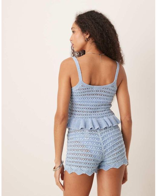 ASOS Blue Knitted Crochet Cami Top Co-ord