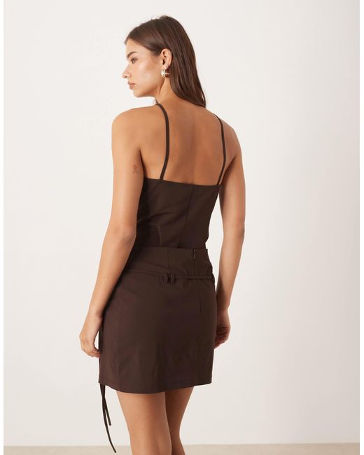 ASOS Brown Bengaline Strappy Halter Bodysuit
