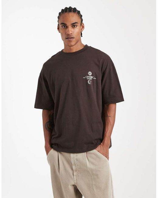 ASOS Brown Oversized T-shirt With Celestial Graphic for men