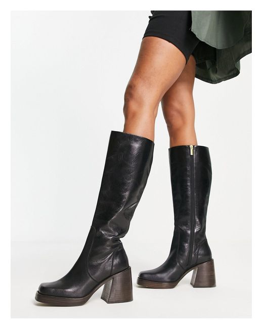 asos region leather mid heel boots