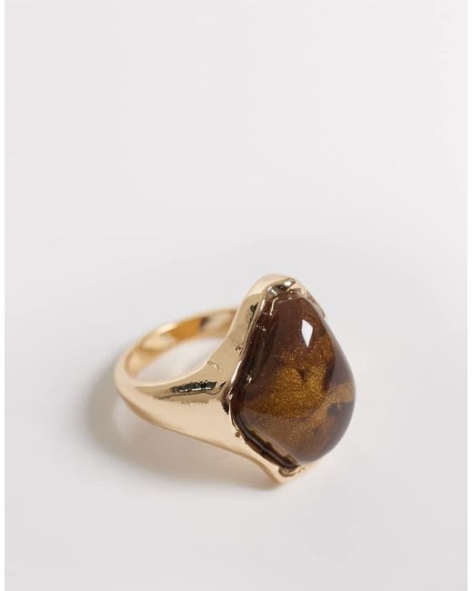ASOS Natural Ring With Faux Tigers Eye