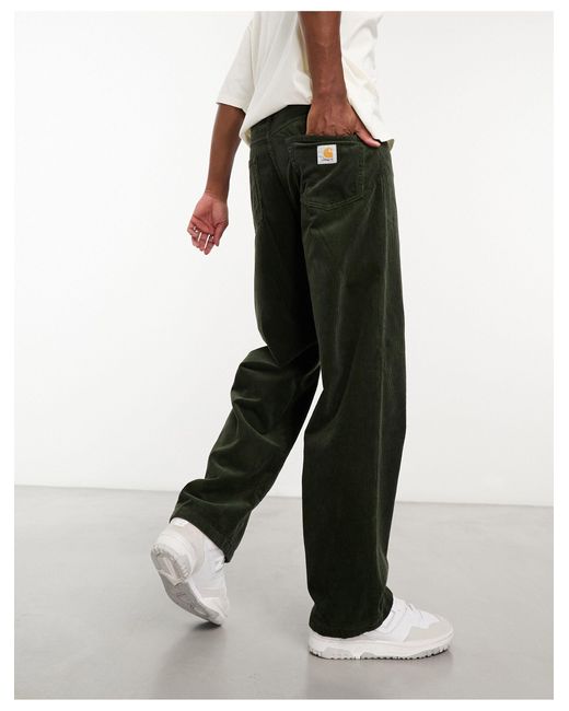 Landon - pantaloni ampi affusolati verdi a coste di Carhartt in Green da Uomo