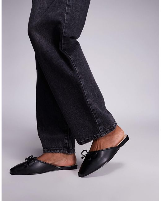 Public Desire Black Gio Slip On Mule Flats