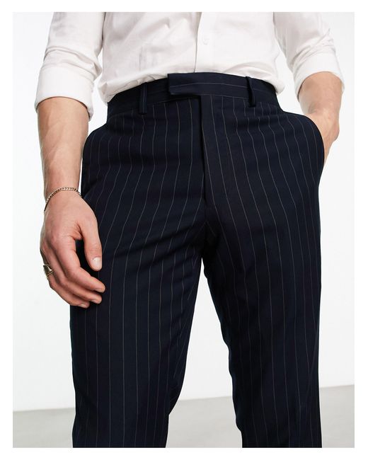 French Connection Blue Pinstripe Smart Trouser for men