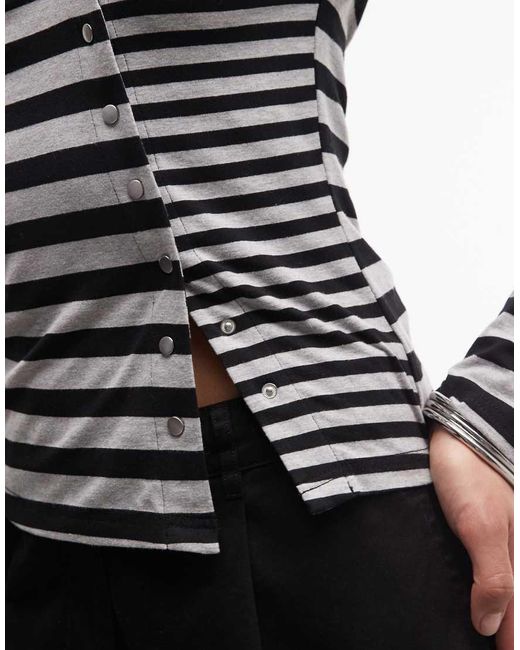The Ragged Priest Black Asymmetric Button Down Long Sleeve Top