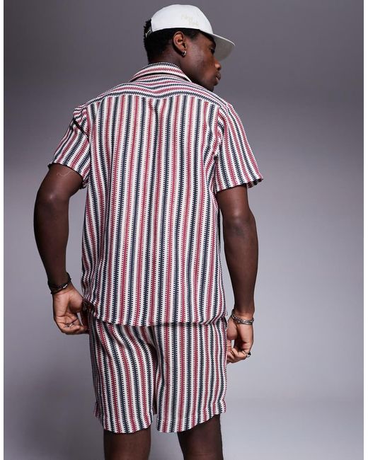 South Beach Purple Stripe Knit Beach Short Co-ord for men