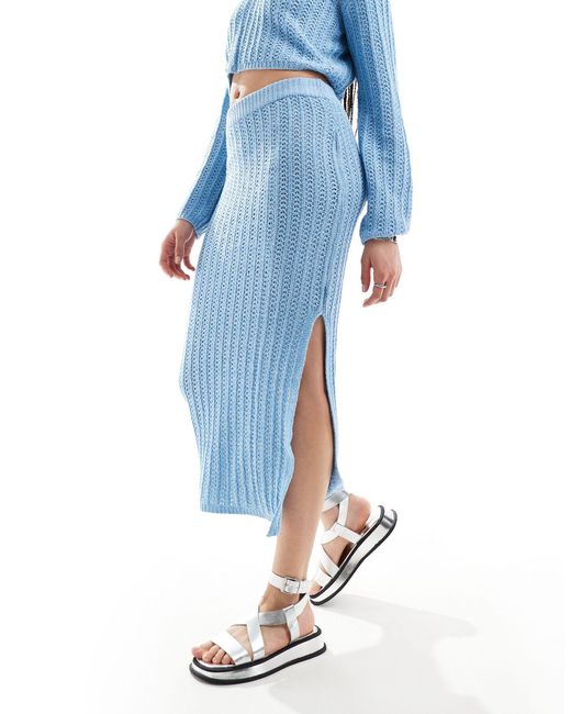 ASOS Blue Asos Design Tall Knitted Midi Skirt