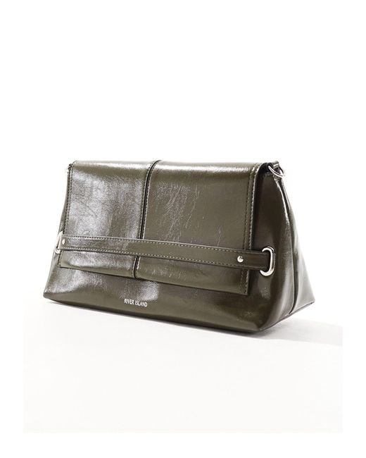 River Island Gray Fold Over Clutch