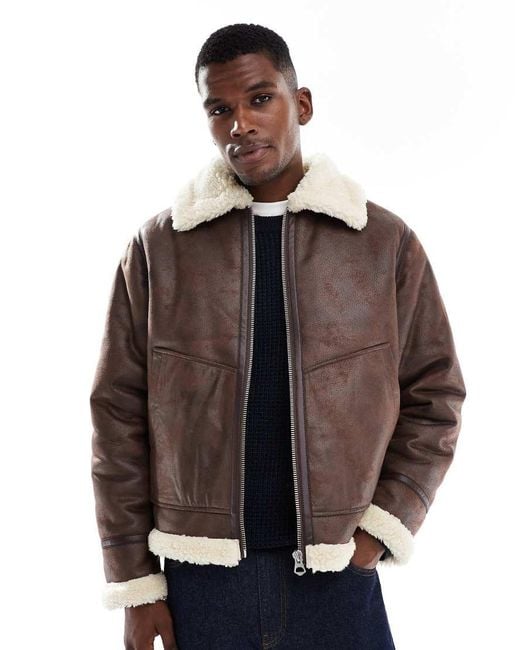 Jack & Jones Brown Aviator Jacket for men