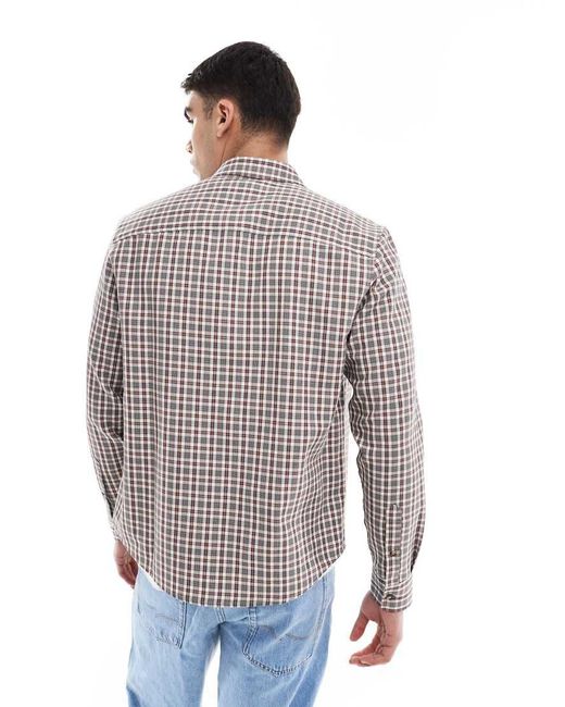 Camisa A Cuadros De Corte Estándar De ASOS de hombre de color Gray
