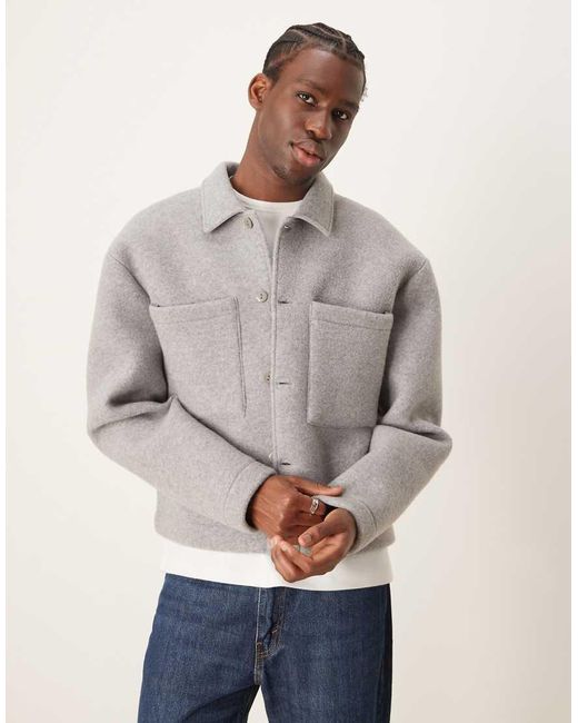 Chaqueta Gris Jaspeado Estilo Camisa Extragrande De Fieltro Premium De ASOS de hombre de color Gray