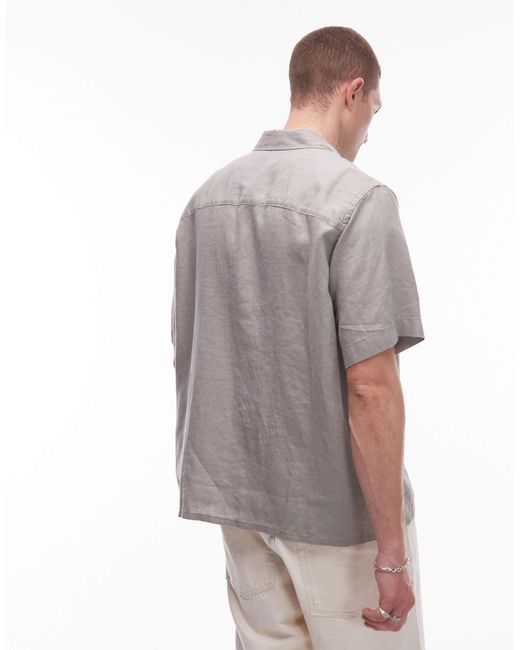 ARKET Gray Pure Linen Relaxed Short Sleeved Shirt for men