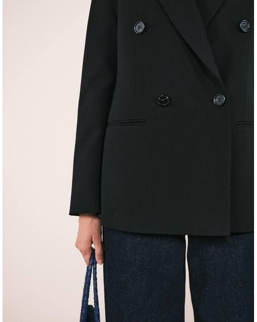 ARKET Black Relaxed Fit Double-breasted Blazer With Welt Pockets At Front