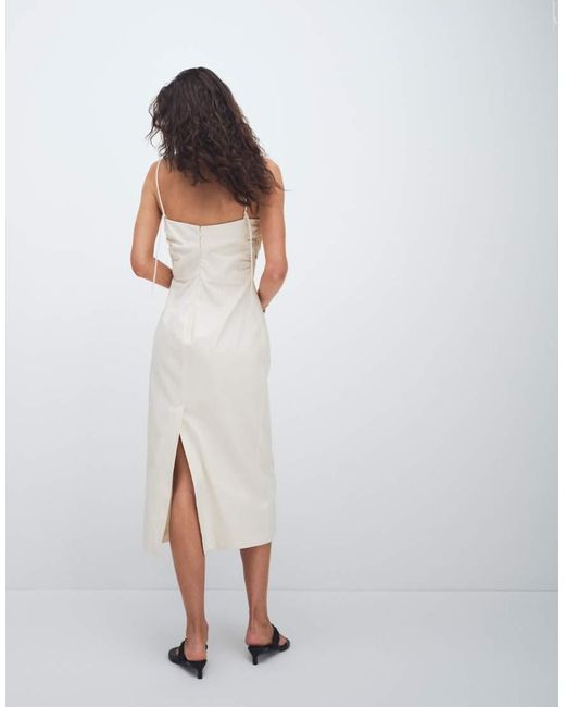 TOPSHOP White Premium Ruched Bust Midi Dress
