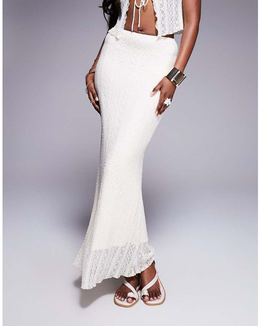 Aria Cove White Lace Bandeau Tie Split Front Detail Top Co-ord