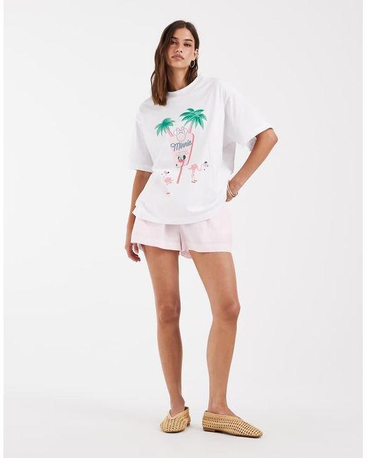 ASOS White Disney Oversized T-shirt With Minnie Motel Print