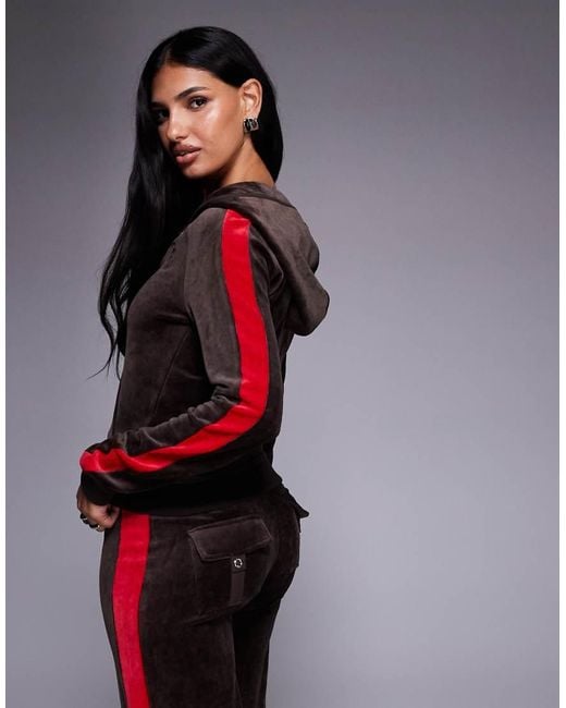 Juicy Couture Blue Co-ord Zip Through Stripe Logo Hoodie