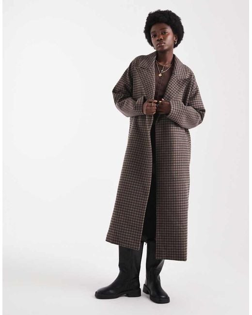Native Youth Brown Oversized Longline Wool Blend Overcoat