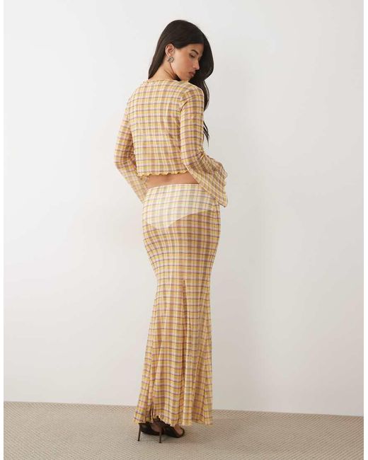 ASOS Natural Co-Ord Printed Mesh Maxi Skirt