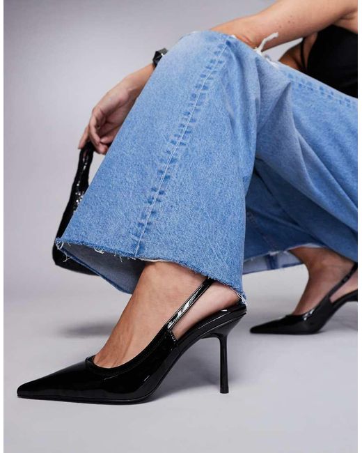ASOS Poser Slingback High Heeled Shoes in Blue Lyst UK