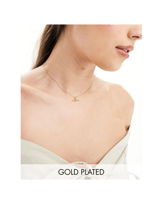 Orelia Natural 18k Plated Dainty T-bar Knot Necklace