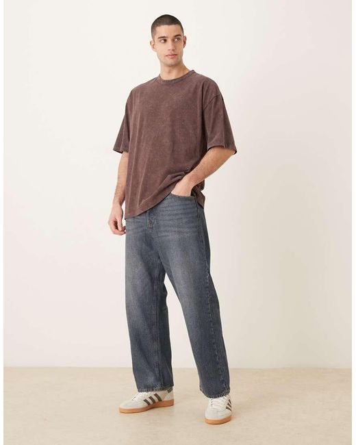 ASOS Brown Heavyweight Oversized T-shirt With New York Graphic for men