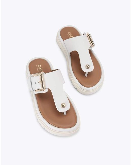 Carvela Kurt Geiger White Pavilion T Bar Mule Flat Sandals
