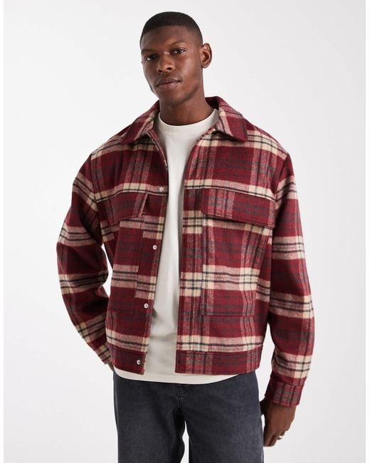 ASOS – harrington-jacke aus wollimitat in Red für Herren