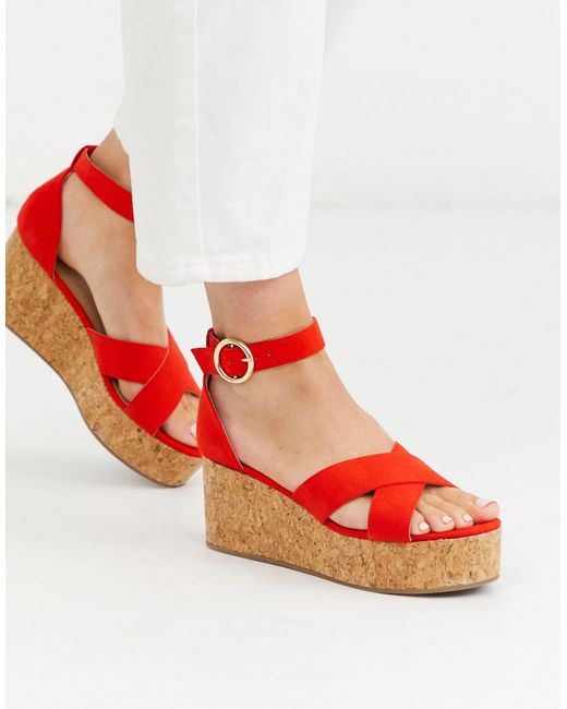 Oasis – sandalen mit plateau-absatz aus kork in Rot | Lyst AT