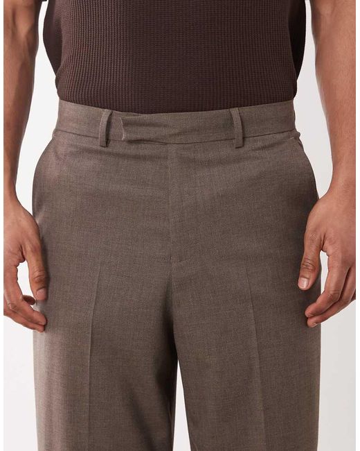 ASOS Natural Wool Blend Carrot Fit Suit Pants for men