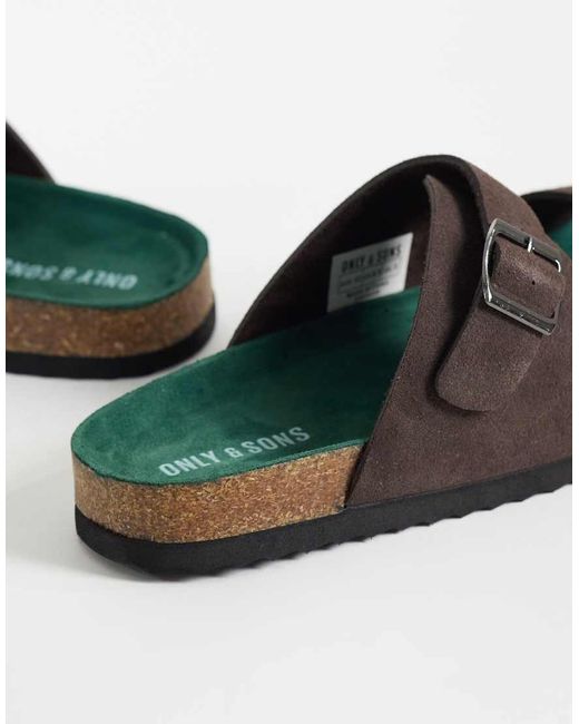 Only & Sons Black Faux Suede Mule Sandals for men