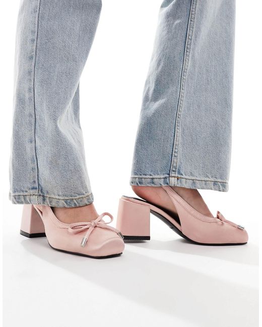 Raid Gray Emilia Ballet Low Block Heel Shoes