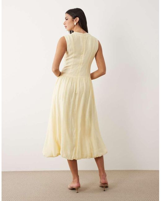 Y.A.S Natural Fitted Seam Detail Drop Waist Sleeveless Midi Dress