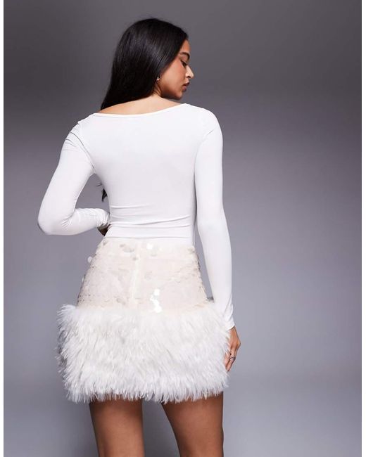 ASOS Purple Sequin And Fur Mix Mini Skirt