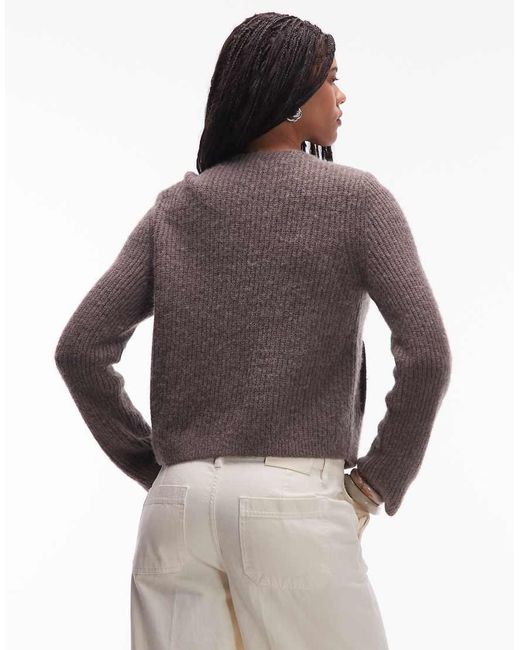 & Other Stories Brown Alpaca Wool Blend Cardigan Jacket With Jet Pockets