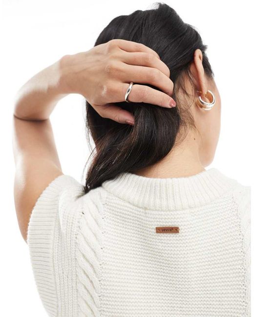 Levi's White Ines Wool Blend Cable Knit Vest