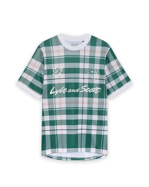 Lyle & Scott Blue Ss T-Shirts Tartan Football Shirt for men